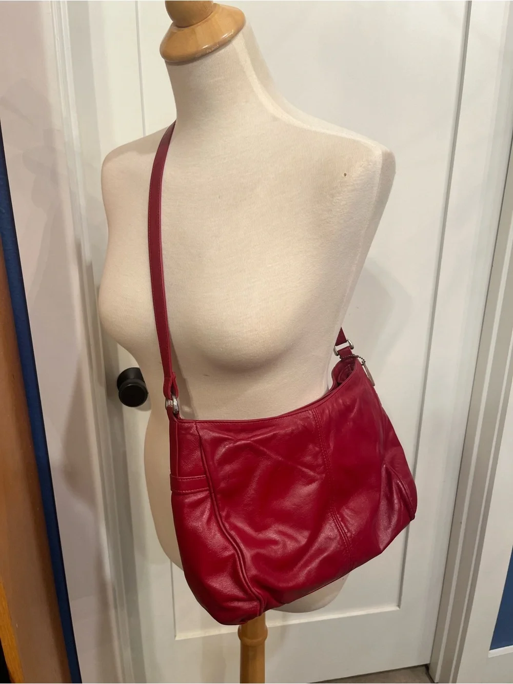 SAS Red Leather Shoulder Bag